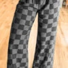 Checkered Wide Leg Jeans With Pockets