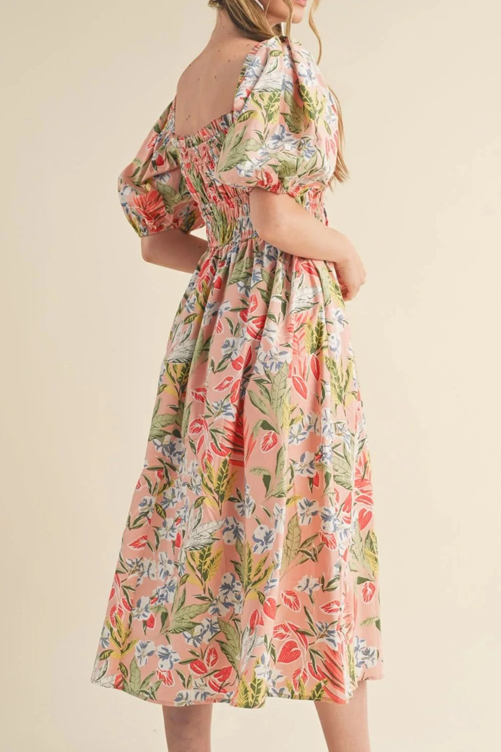 Floral Smocked Midi | Puff Sleeve Dress | Rubies + Lace 4 Floral Smocked Midi | Puff Sleeve Dress | Rubies + Lace - Image 2