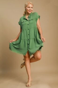 Umgee Full Size Frayed Hemline Button Down Shirt Dress Plus Size -Ruby's Rubbish 0e123514 0a84 42cc bb03 2bb1ceac2398 Max