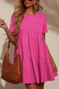 Tiered Round Neck Short Sleeve Mini Dress -Ruby's Rubbish 0e6346ff 7012 4457 9516 2142c6008309 Max