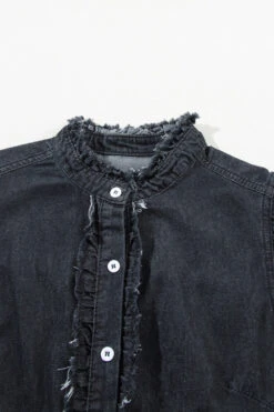 Button Down Raw Hem Ruffled Denim Shirt -Ruby's Rubbish 20f7211a b96f 4a80 9468 f7e15789aa7c Max