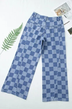 Checkered Wide Leg Jeans With Pockets -Ruby's Rubbish 33252ee4 a451 45c8 87e2 10c33f89c814 Max