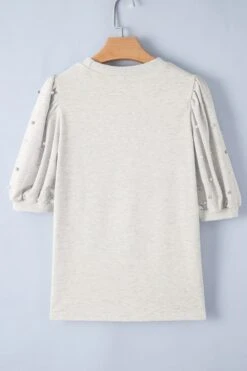 Rhinestone Pearl Detail Round Neck Puff Sleeve Top -Ruby's Rubbish 3cbc87a7 0472 4038 82a2 6a7ba8f1b0c3 Max