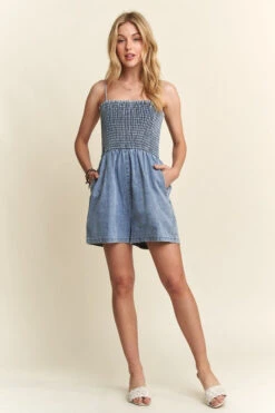 ADORA Smocked Spaghetti Strap Denim Romper -Ruby's Rubbish 45bbf03e 0e0b 4b20 aa65 ac968d251baf Max