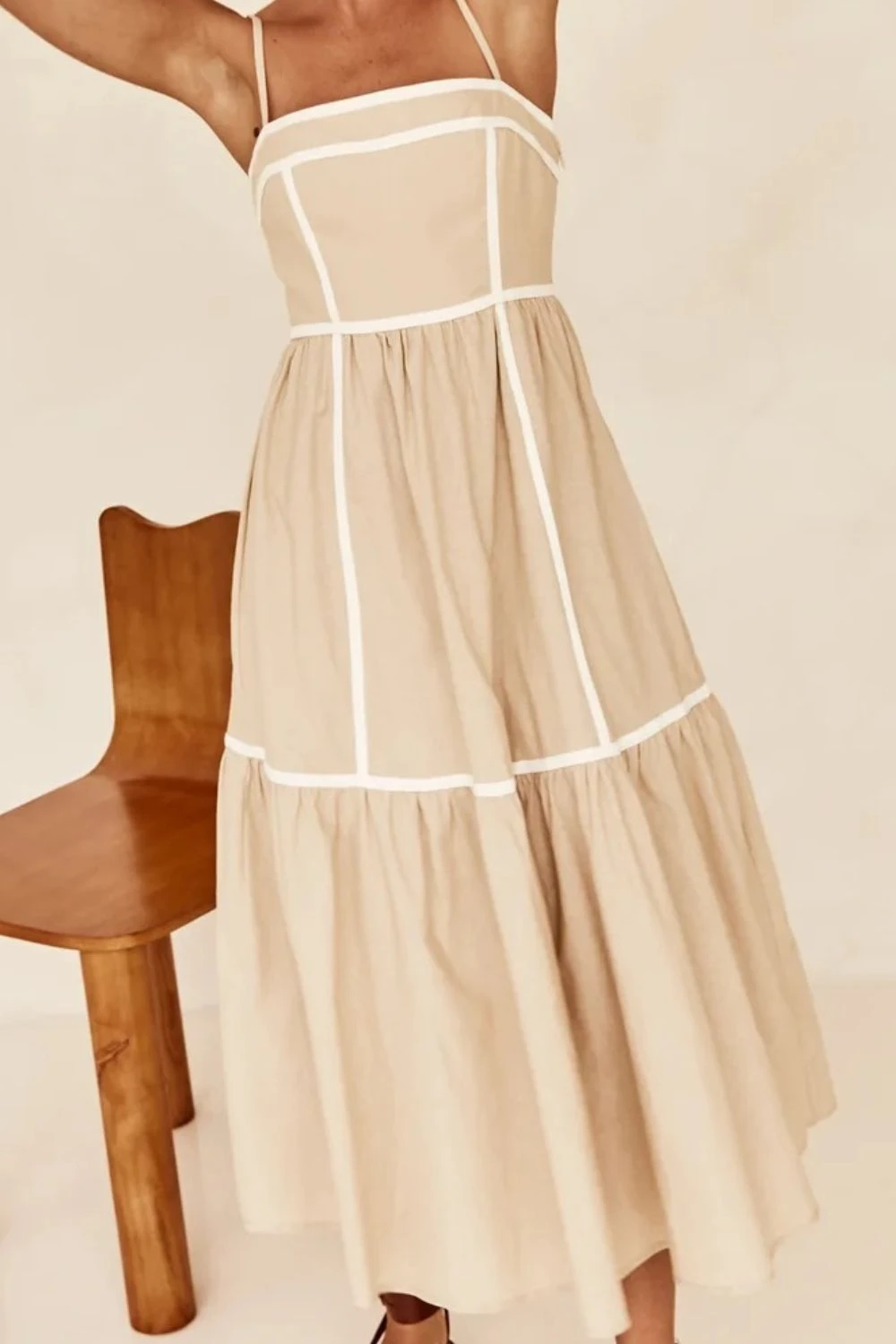 Contrast Tan | Square Neck Cami Dress | Rubies + Lace 12 Contrast Tan | Square Neck Cami Dress | Rubies + Lace - Image 10