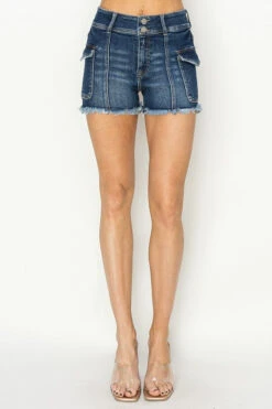RISEN Raw Hem Denim Shorts With Pockets