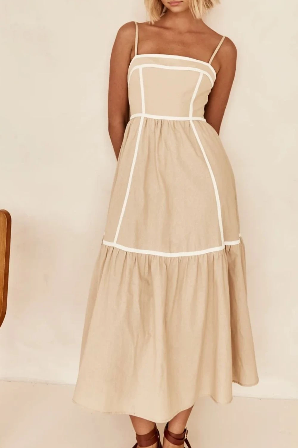 Contrast Tan | Square Neck Cami Dress | Rubies + Lace 9 Contrast Tan | Square Neck Cami Dress | Rubies + Lace - Image 7