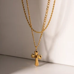 Double Layered Cross Necklace | 18K Gold-Plated| Rubies + Lace -Ruby's Rubbish 60cbc19e 9418 4023 a5a2 0ce132f7bd02 Max