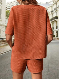 Waffle-Knit Half Sleeve | Shorts Set | Rubies + Lace -Ruby's Rubbish 61767fa2 c8ce 4cca 9a5b de885136ffa6 Max