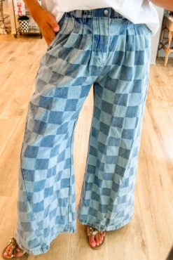 Checkered Wide Leg Jeans With Pockets -Ruby's Rubbish 61a7a394 6293 4b70 bc6d 00c6c62fa57f Max