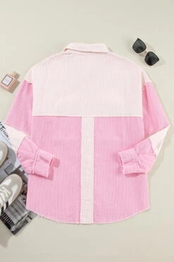 Two-tone Color Exposed Seam Corduroy Shacket -Ruby's Rubbish 61cd67a4 fa30 484c ab24 b531ec293b74 Max