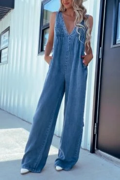 V-Neck Wide Leg Denim Jumpsuit -Ruby's Rubbish 65fc72d2 c17f 440a 80e1 d3187e88f6a8 Max