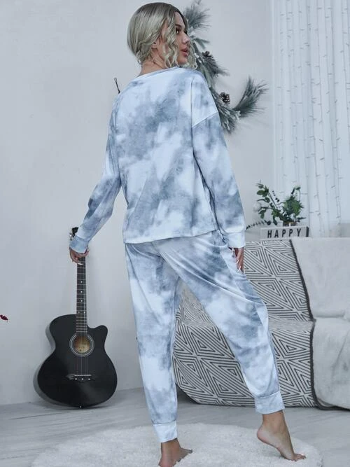 Tie-dye Round Neck Top And Drawstring Pants Lounge Set 4 Tie-dye Round Neck Top And Drawstring Pants Lounge Set - Image 2