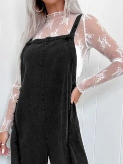 Washed Square Neck Wide Leg Denim Overalls -Ruby's Rubbish 6fdfdec7 43ac 4001 8775 85cbba034e73 Max