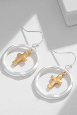 Brass Contrast Cross Dangle Earrings -Ruby's Rubbish 75caf4fd 7e32 49c3 9b36 ff48a461c2dc Max