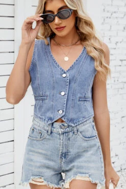 Button Down V-Neck Denim Vest 27 Button Down V-Neck Denim Vest -Ruby's Rubbish 81714b3a 356b 4eef 8e30 37266c746f6c Max