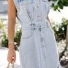 Distressed Half Button Cap Sleeve Denim Dress -Ruby's Rubbish 8d8d226c 7d24 4b2f 87c7 6b71988eec59 Max