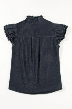 Button Down Raw Hem Ruffled Denim Shirt -Ruby's Rubbish 8f3d3d71 7343 4668 becb 1e76dedcc7b1 Max