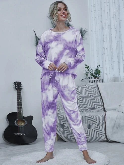 Tie-dye Round Neck Top And Drawstring Pants Lounge Set 9 Tie-dye Round Neck Top And Drawstring Pants Lounge Set - Image 7