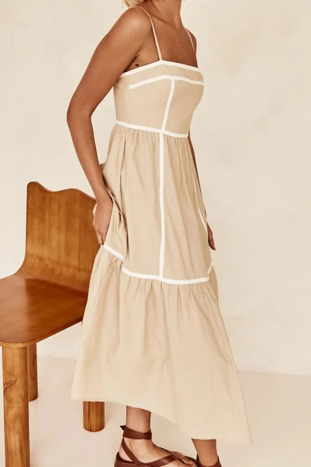 Contrast Tan | Square Neck Cami Dress | Rubies + Lace 11 Contrast Tan | Square Neck Cami Dress | Rubies + Lace - Image 9