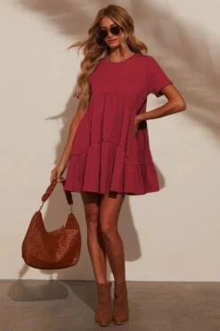 Tiered Round Neck Short Sleeve Mini Dress -Ruby's Rubbish 960896ff 3ea0 4863 a81d 627c85200cb4 Max