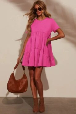 Tiered Round Neck Short Sleeve Mini Dress -Ruby's Rubbish 9dcb5cc1 8b87 45da a5e6 381b09d5f93d Max