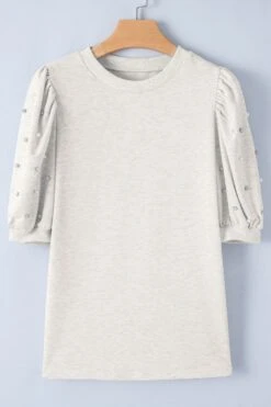 Rhinestone Pearl Detail Round Neck Puff Sleeve Top -Ruby's Rubbish 9effa158 1c4a 4737 96e4 93024398f474 Max