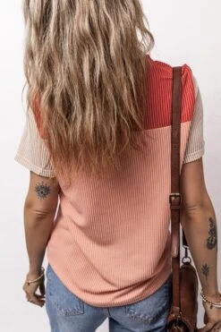 Color Block Round Neck Short Sleeve T-Shirt -Ruby's Rubbish 9f218899 6250 4c59 9185 5b0e64428754 Max