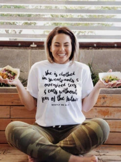 She Is Clothed In Sweatpants | Women's T-Shirt | Ruby’s Rubbish®