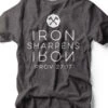 Iron Sharpens Iron | Men's Christian T-Shirt | Ruby’s Rubbish® -Ruby's Rubbish IronSharpensIron DarkHGrey