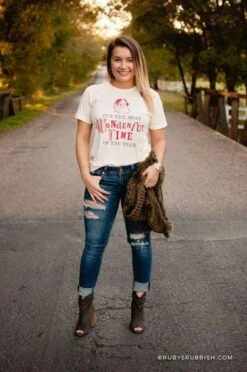 It's The Most Wonderful Time Of The Year | Christmas T-Shirt | Ruby’s Rubbish® -Ruby's Rubbish MostWonderfulTime Tee Cream jpg