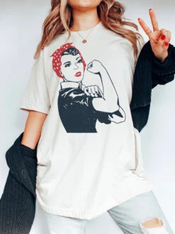 Rosie The Riveter | Women's T-Shirt | Ruby’s Rubbish® -Ruby's Rubbish RosieTheRiveter Cream