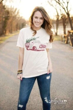 Vintage Christmas Truck | Seasonal T-Shirt | Ruby’s Rubbish® -Ruby's Rubbish VintageTruck White tee a382300e c849 437a 88b4 844ef0f512a3