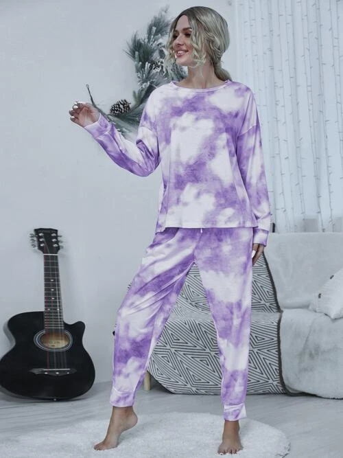 Tie-dye Round Neck Top And Drawstring Pants Lounge Set 10 Tie-dye Round Neck Top And Drawstring Pants Lounge Set - Image 8