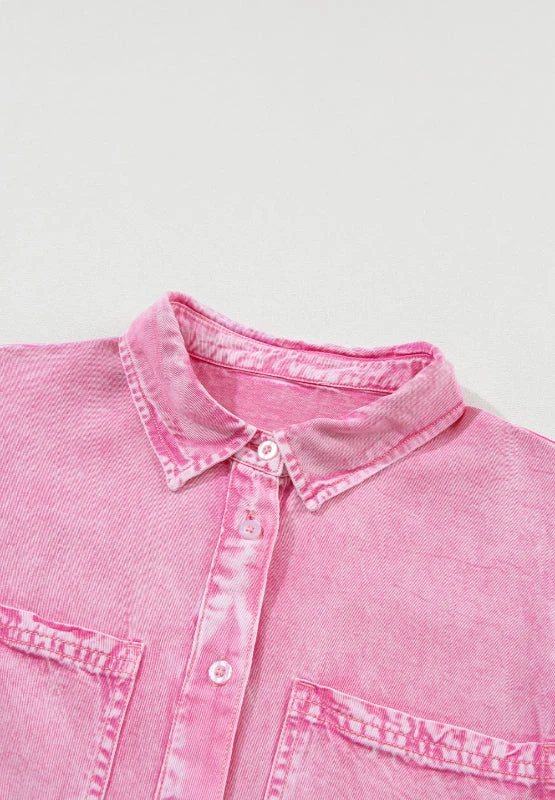 Collared Neck Button Down Mini Denim Dress 10 Collared Neck Button Down Mini Denim Dress - Image 8