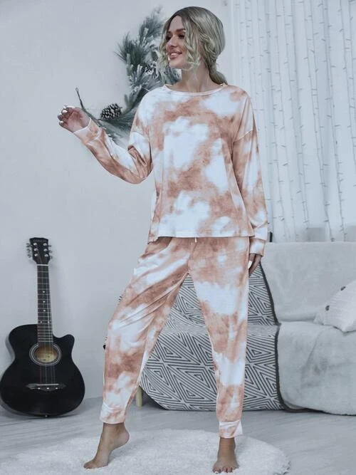 Tie-dye Round Neck Top And Drawstring Pants Lounge Set 13 Tie-dye Round Neck Top And Drawstring Pants Lounge Set - Image 11