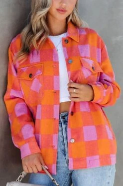 Orange + Pink Plaid | Button Up Jacket | Rubies + Lace -Ruby's Rubbish b3de73a4 4287 45b3 a6f5 3c22c0d67016 Max