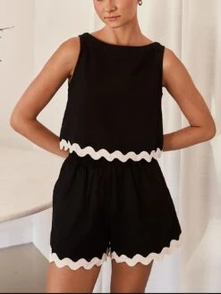 Contrast Trim Round Neck Tank And Shots Set -Ruby's Rubbish ba26bf6b ba9f 4e1b a172 d1142d5ab859 Max