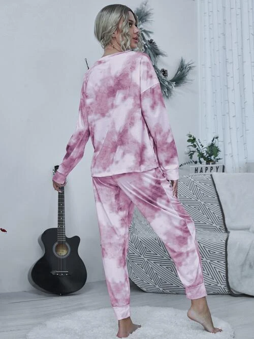 Tie-dye Round Neck Top And Drawstring Pants Lounge Set 8 Tie-dye Round Neck Top And Drawstring Pants Lounge Set - Image 6