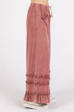 Mittoshop Ruffle Trim Pocket Mineral Wash Wide Leg Pants -Ruby's Rubbish bef122ff 8fdd 4f29 8898 f472146277c3 Max