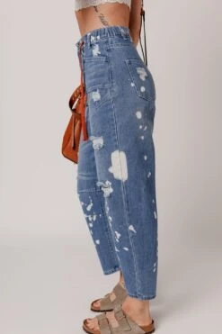 Distressed Splattering Paint Rope Waist Cropped Straight Jeans -Ruby's Rubbish c941db38 8830 46c7 94c4 c997917091c8 Max