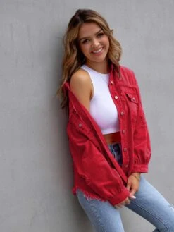Color Distressed Denim Jacket | Multiple Color Options | Rubies + Lace -Ruby's Rubbish cd05c2b7e31c43a9bd03b30eb574d4a1 Max