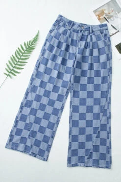 Checkered Wide Leg Jeans With Pockets -Ruby's Rubbish cda0ada1 7d28 4f0d 9886 85c6cc45e461 Max