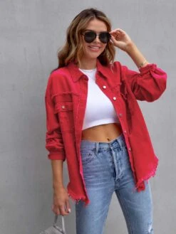 Color Distressed Denim Jacket | Multiple Color Options | Rubies + Lace -Ruby's Rubbish ce1ca20978c04bae85f0678148fc1a74 Max