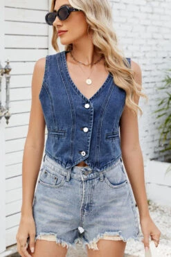 Button Down V-Neck Denim Vest 25 Button Down V-Neck Denim Vest -Ruby's Rubbish d3df4580 c5c2 4cae 95ba 745d9cc0e46f Max
