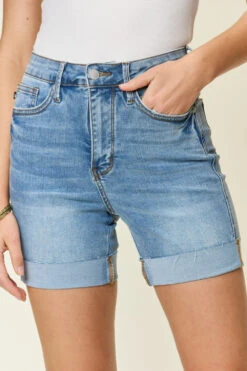 Judy Blue | Tummy Control Mid-Blue Denim Shorts | Rubies + Lace -Ruby's Rubbish d5cd9f56 7eff 4a27 9753 6fa544e498a4 Max