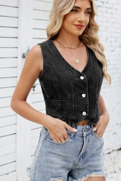 Button Down V-Neck Denim Vest 19 Button Down V-Neck Denim Vest -Ruby's Rubbish d6c9579f 4460 4c72 aa86 946426ada31f Max