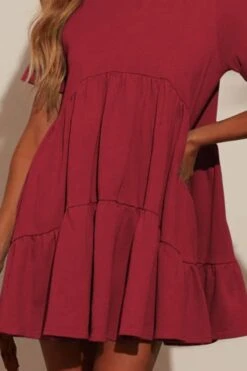 Tiered Round Neck Short Sleeve Mini Dress -Ruby's Rubbish e47eb729 9323 4c38 98f7 320887504fd8 Max