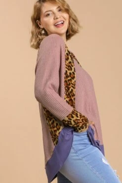 Umgee Full Size Leopard High-Low Dolman Sleeve Waffle Knit Top Plus Size -Ruby's Rubbish e6b06430 77ca 4c76 9599 fe2f08b6f5ce Max