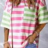 Contrast Striped Round Neck Half Sleeve T-Shirt -Ruby's Rubbish e8b2d013 4fc2 491b bcee 3130eaf9232f Max
